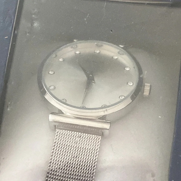 NWT Aura Women’s Watch Silver Faux Crystals from Preciosa Metal Band - Picture 2 of 4